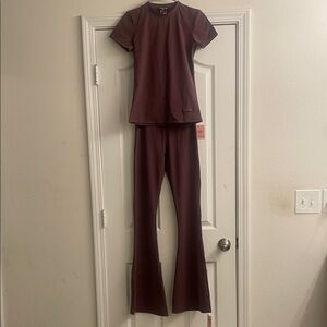 PrettyLittleThing Plum Flare Scrub Set